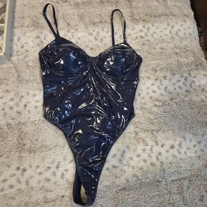 Adidas Ivy Park Shiny Blue Bodysuit Size M